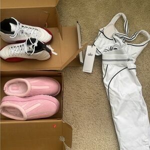 ALO Yoga White and Black Trim Jumpsuit